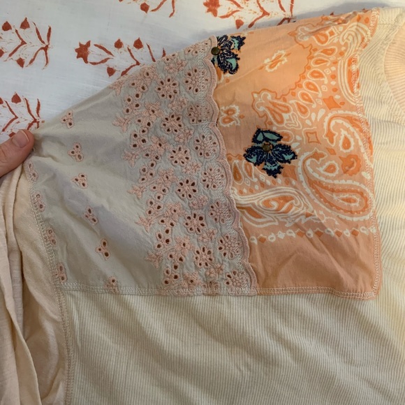 Free people size large tee with patchwork details - Picture 3 of 4